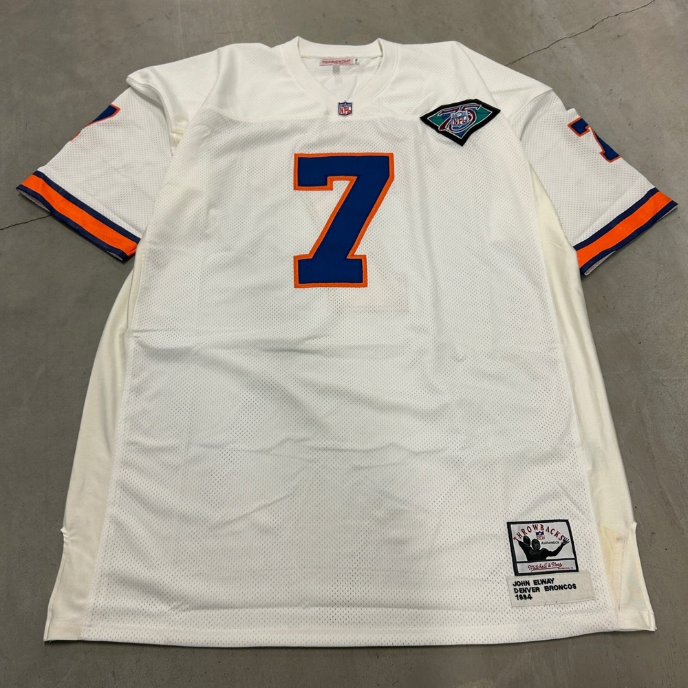 Mitchell & Ness John Elway Denver Broncos 1994 Jersey White Size 56 NFL 75th